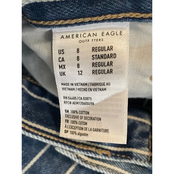 American Eagle Outfitters Blue and White Striped High Rise Jeans - Picture 4 of 9